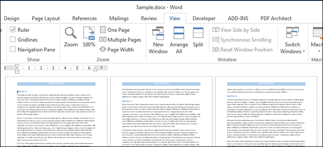 Одновременный просмотр страниц в Word