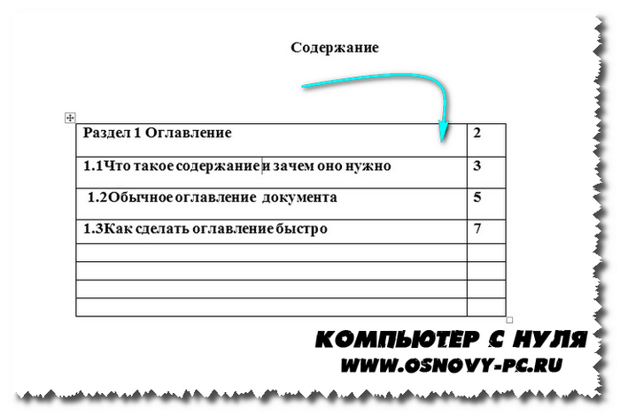 Как в ворде сделать содержание