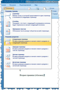 Вставить разрыв - новый раздел.