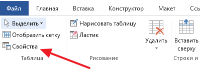кнопка Свойства на вкладке Макет