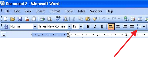 кнопка Интервал в Word 2003