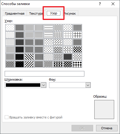 настройки узоров