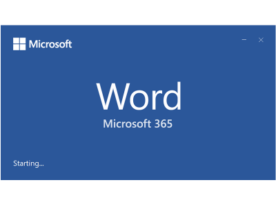 Снимок экрана запуска Word.