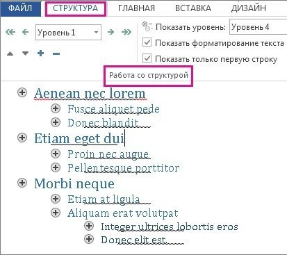 Структура информации в презентации